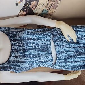 NWOT ONZIE BAHIA TOP AND WIDE LEG PANTS SET TIE DYE BLUE MEDIUM YOGA LOUNGE WEAR